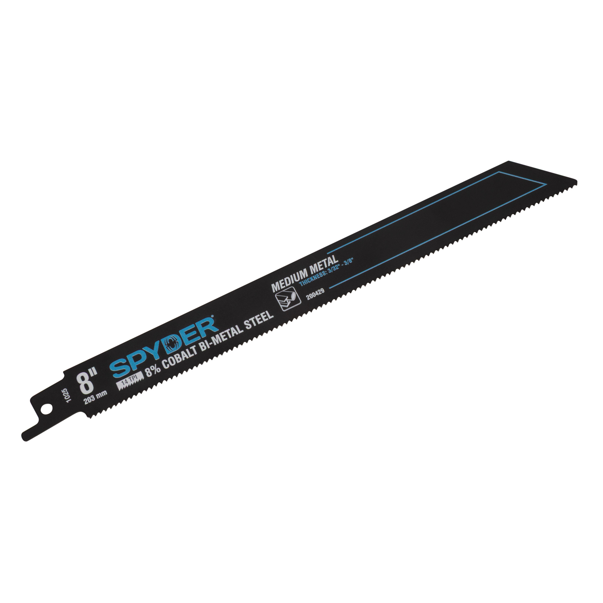 Spyder Black Series Reciprocating Saw Blades — 8in., 14 TPI, Bi-Metal, 5-Pack, Model# 200429-5